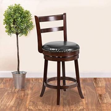 Flash Furniture 26'' High Cappuccino Wood Counter Height Stool with Single Slat Ladder Back