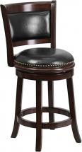 Flash Furniture 24'' High Cappuccino Wood Counter Height Stool with Panel Back