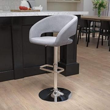 Flash Furniture Contemporary Gray Fabric Adjustable Height Barstool with Rounded Mid-Back