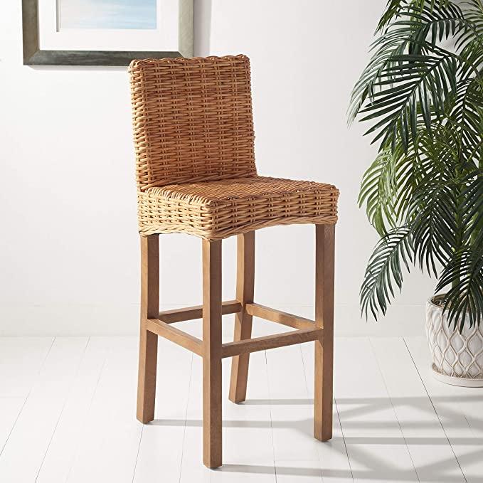 Safavieh Home Tobie Natural Rattan 30-inch Bar Stool | ProductFrom.com