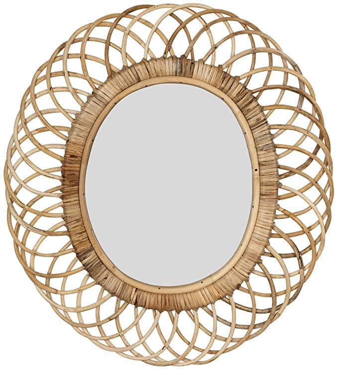 Creative Co-Op Oval Woven Bamboo Wall Mirror, Brown