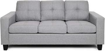 Christopher Knight Home Viviana Three Seater Sofa with Wood Legs, Gray and Natural Finish
