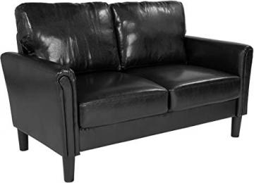 Flash Furniture Bari Upholstered Loveseat in Black LeatherSoft