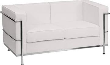 Flash Furniture HERCULES Regal Series Contemporary White LeatherSoft Loveseat with Encasing Frame