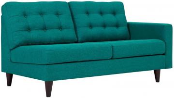 Modway Empress Mid-Century Modern Upholstered Fabric Right-Facing Loveseat In Teal
