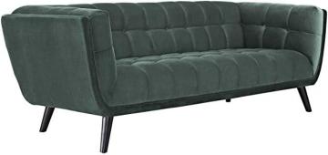 Modway Bestow Mid-Century Performance Velvet Upholstered Tufted Sofa In Green