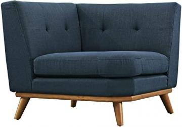 Modway Engage Mid-Century Modern Upholstered Fabric Corner Sofa in Azure