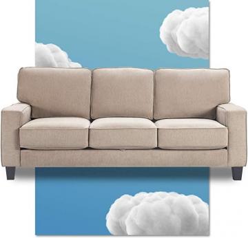 Serta Palisades Sofas with Storage 1 Modern Design, Track Arms, Foam-Filled Cushions, Soft Beige