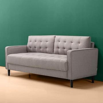 Zinus Benton Sofa Couch Grid Tufted Cushions Easy, Tool-Free Assembly, Stone Grey