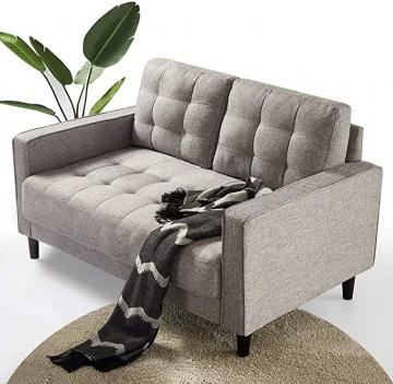 Zinus Benton Loveseat Sofa Grid Tufted Cushions Easy, Tool-Free Assembly, Soft Grey