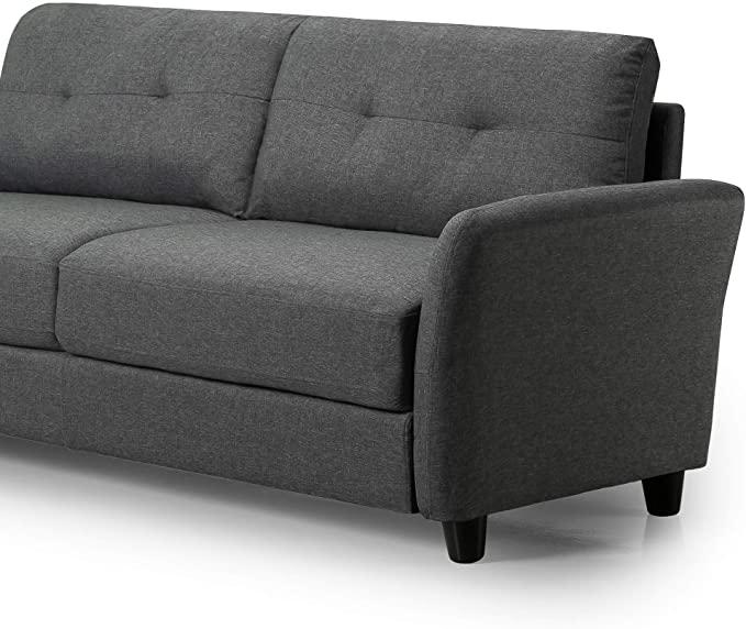 Zinus Ricardo Sofa Couch Tufted Cushions Easy, Tool-Free Assembly, Dark Grey