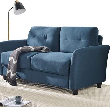 Zinus Ricardo Loveseat Sofa Tufted Cushions Easy, Tool-Free Assembly, Lyon Blue