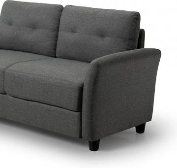Zinus Ricardo Loveseat Sofa Tufted Cushions Easy, Tool-Free Assembly, Dark Grey