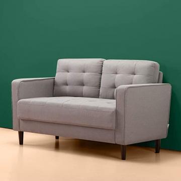 Zinus Benton Loveseat Sofa Grid Tufted Cushions Easy, Tool-Free Assembly, Stone Grey