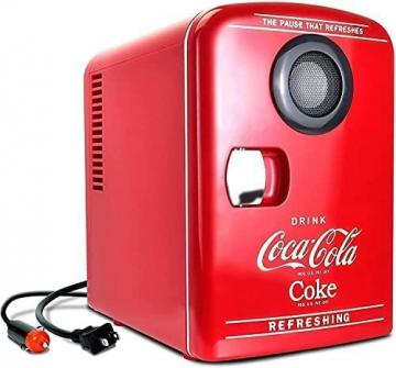 Koolatron Coca-Cola Bluetooth Speaker Mini Portable Fridge, Compact Personal Cooler Warmer