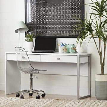 South Shore Interface Modern Simple Design Computer Desk with 2 Drawers, Pure White