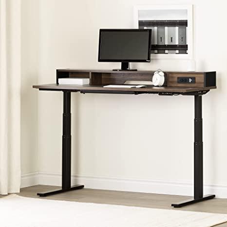 South Shore Majyta Adjustable Height Standing Desk with Built in Power Bar