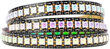 BTF-LIGHTING WS2812B RGB 5050SMD 3.3FT 144(2X72) Pixels/m Flexible Black PCB Full Color LED Strip