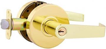 AmazonCommercial Grade 2 Commercial Duty Door Lever-Entry Lockset, Polished Brass Finish, 2-Pack