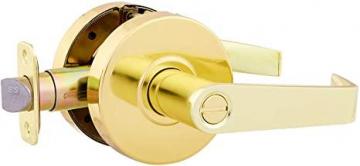 AmazonCommercial Grade 2 Commercial DutyDoor Lever-Privacy Lockset, Polished Brass Finish, 2-Pack