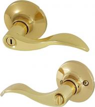 Honeywell Safes & Door Locks 8106002 Wave Privacy Door Lever, Polished Brass