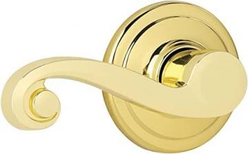 Kwikset Lido Left-Handed Half-Dummy Lever with Microban Antimicrobial Protection in Polished Brass