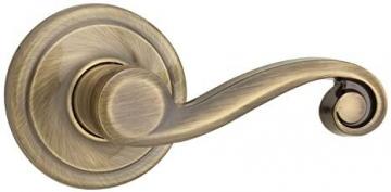 Kwikset 97200-782 Antique Brass Lido Hall/Closet Lever with Microban Antimicrobial Protection