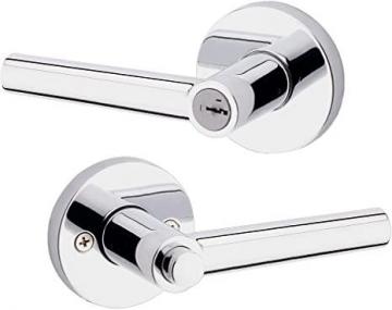 Kwikset 91560-003 Milan Round Keyed Entry Lever Featuring SmartKey in Polished Chrome
