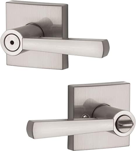 Kwikset Baldwin 93530-008 Spyglass Privacy Lever for Bedroom or Bathroom Handle in Satin Nickel