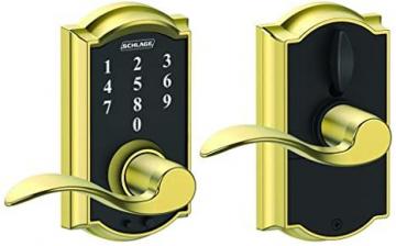 Schlage Touch Camelot Lock with Accent Lever (Bright Brass) FE695 CAM 605 ACC