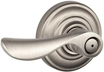 Schlage Champagne Privacy Lever, Andover Rose, Satin Nickel