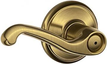 Schlage F40 V FLA 609 Flair Door Lever, Bed & Bath Privacy Lock, Antique Brass