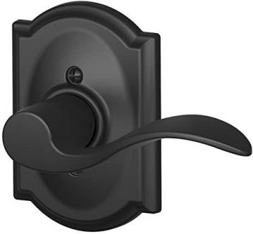 Schlage F170 ACC 622 CAM RH Lever with Camelot Trim Non-Turning Lock in Matte Black - Right Handed