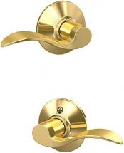 Schlage F10 ACC 605 Accent Door Lever, Hall & Closet Passage Lock, Bright Brass