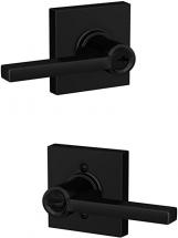 Schlage F51A LAT 622 COL Latitude Door Lever with Collins Trim, Keyed Entry Lock, Matte Black