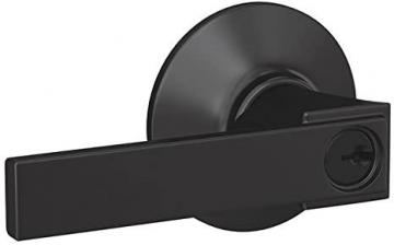 Schlage F51A NBK 622 PLY Northbrook Lever with Plymouth Trim Keyed Entry Lock, Matte Black
