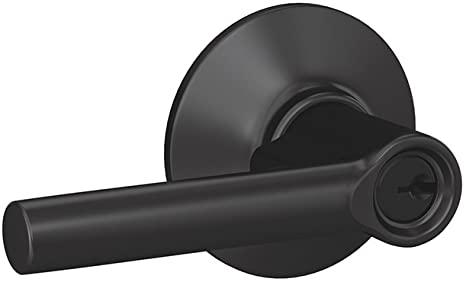 Schlage F51A BRW 622 PLY Broadway Lever with Plymouth Trim Keyed Entry Lock, Matte Black