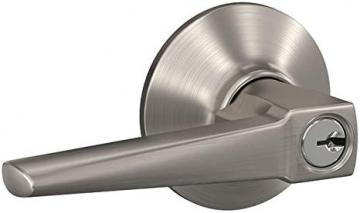 Schlage F51A ELR 619 PLY Eller Lever with Plymouth Trim Keyed Entry Lock, Satin Nickel