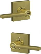 Schlage F51A LAT 608 COL Latitude Door Lever with Collins Trim, Keyed Entry Lock, Satin Brass