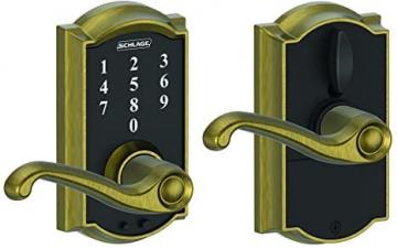 Schlage Touch Camelot Lock with Flair Lever (Antique Brass) FE695 CAM 609 FLA