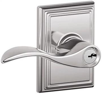 Schlage Accent Lever with Addison Trim Keyed Entry Lock in Bright Chrome - F51A ACC 625 ADD