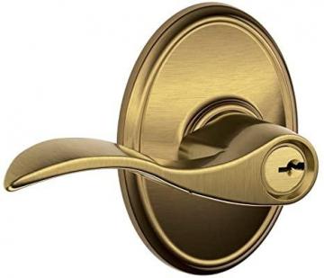 Schlage Accent Lever with Wakefield Trim Keyed Entry Lock in Antique Brass - F51A ACC 609 WKF