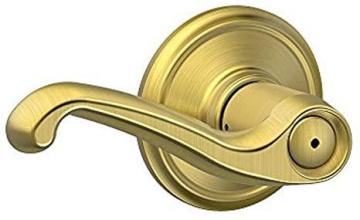 Schlage F40 FLA 608 Flair Lever Bed and Bath, Satin Brass