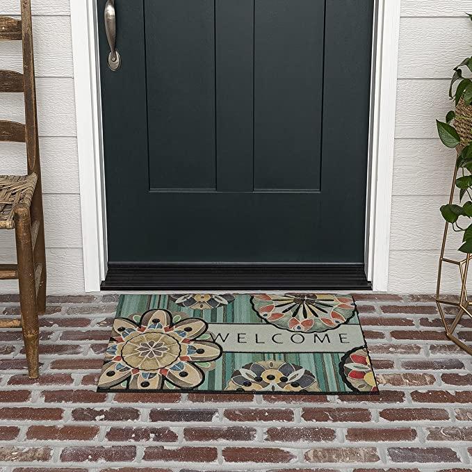 Mohawk Home Recycled Rubber Door Mat, Playful Medallion Welcome (18" x 30")