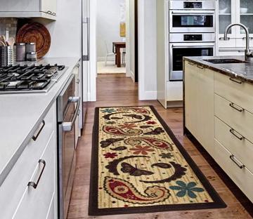 Ottomanson kitchen runner rug, 20"X59", Beige Paisley