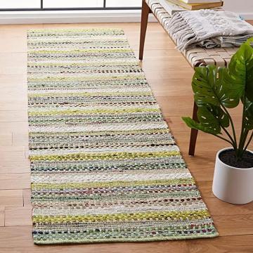 Safavieh Montauk Collection MTK975G Boho Stripe Cotton Runner, 2'3" x 8', Green Multi