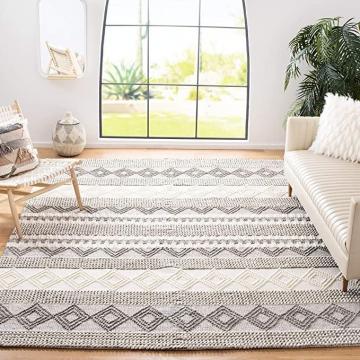 Safavieh Natura Collection NAT102A Moroccan Boho Tribal Wool & Cotton Area Rug, 8' x 10', Grey Ivory