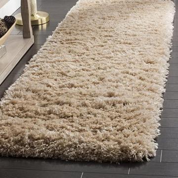 Safavieh Polar Shag Collection PSG800A Solid Glam 3-inch Extra Thick Runner, 2'3" x 6', Light Beige
