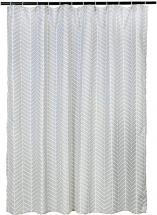 Amazon Basics Microfiber Grey Herringbone Printed Pattern Bathroom Shower Curtain