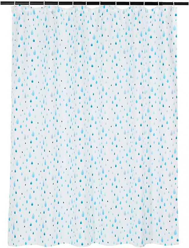 Amazon Basics Microfiber Aqua Raindrop Printed Pattern Bathroom Shower Curtain